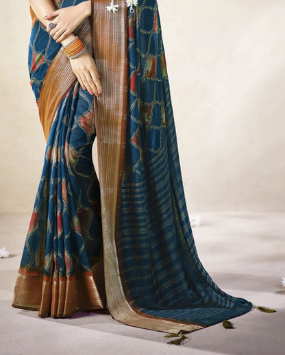 EMERALD TEAL BANDHEJ SAREE