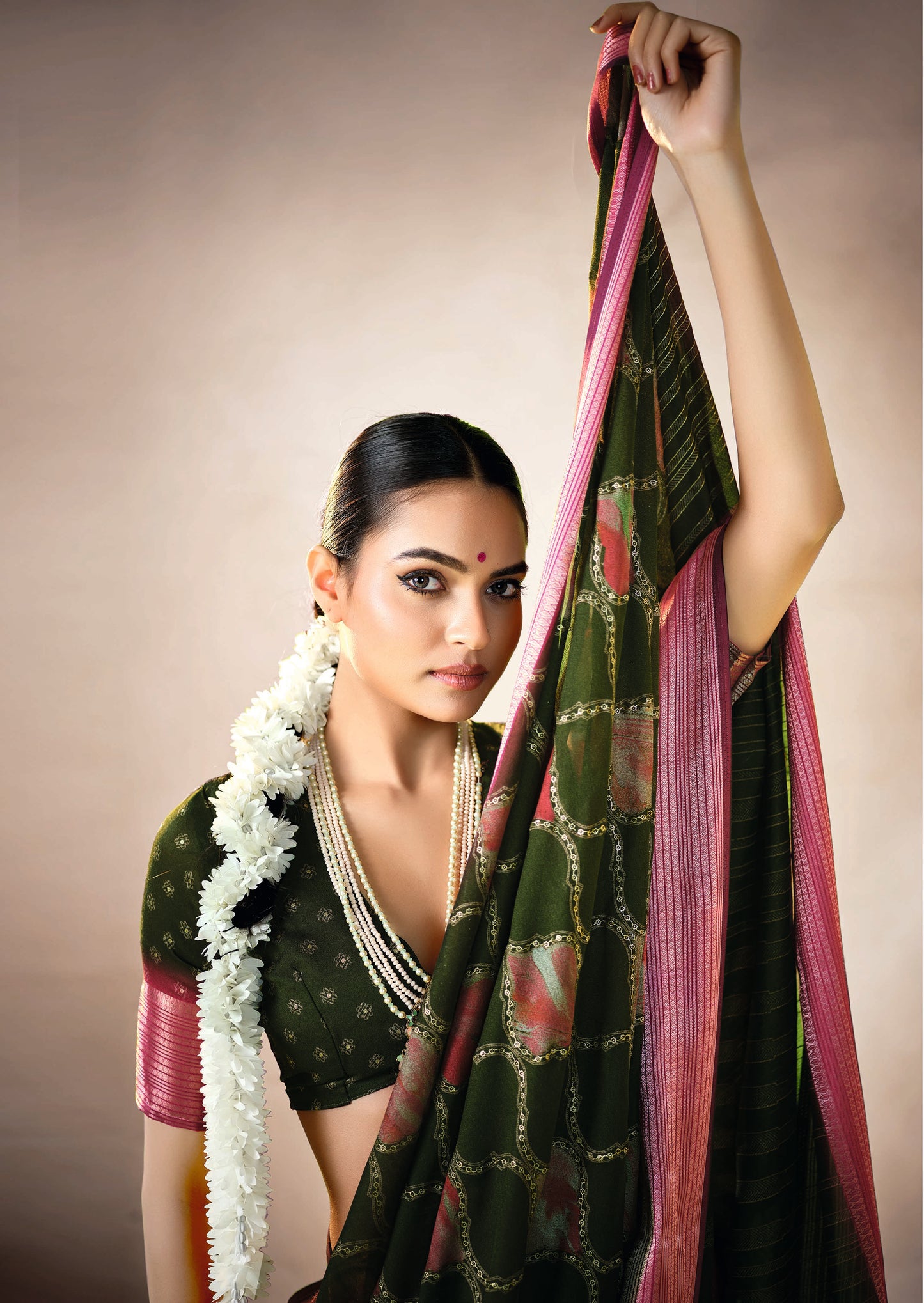 FOREST MOSS BANDHEJ SAREE