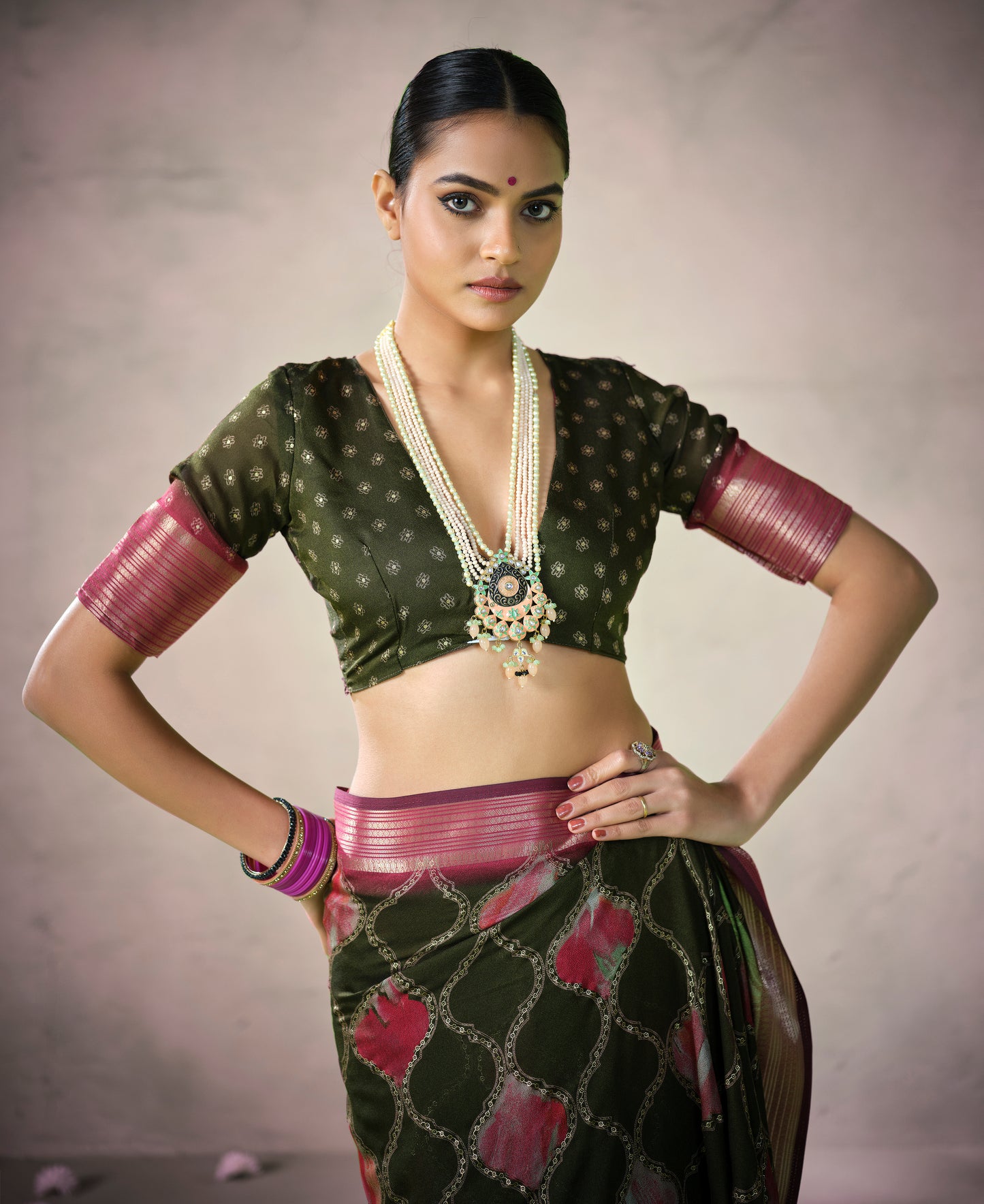 FOREST MOSS BANDHEJ SAREE