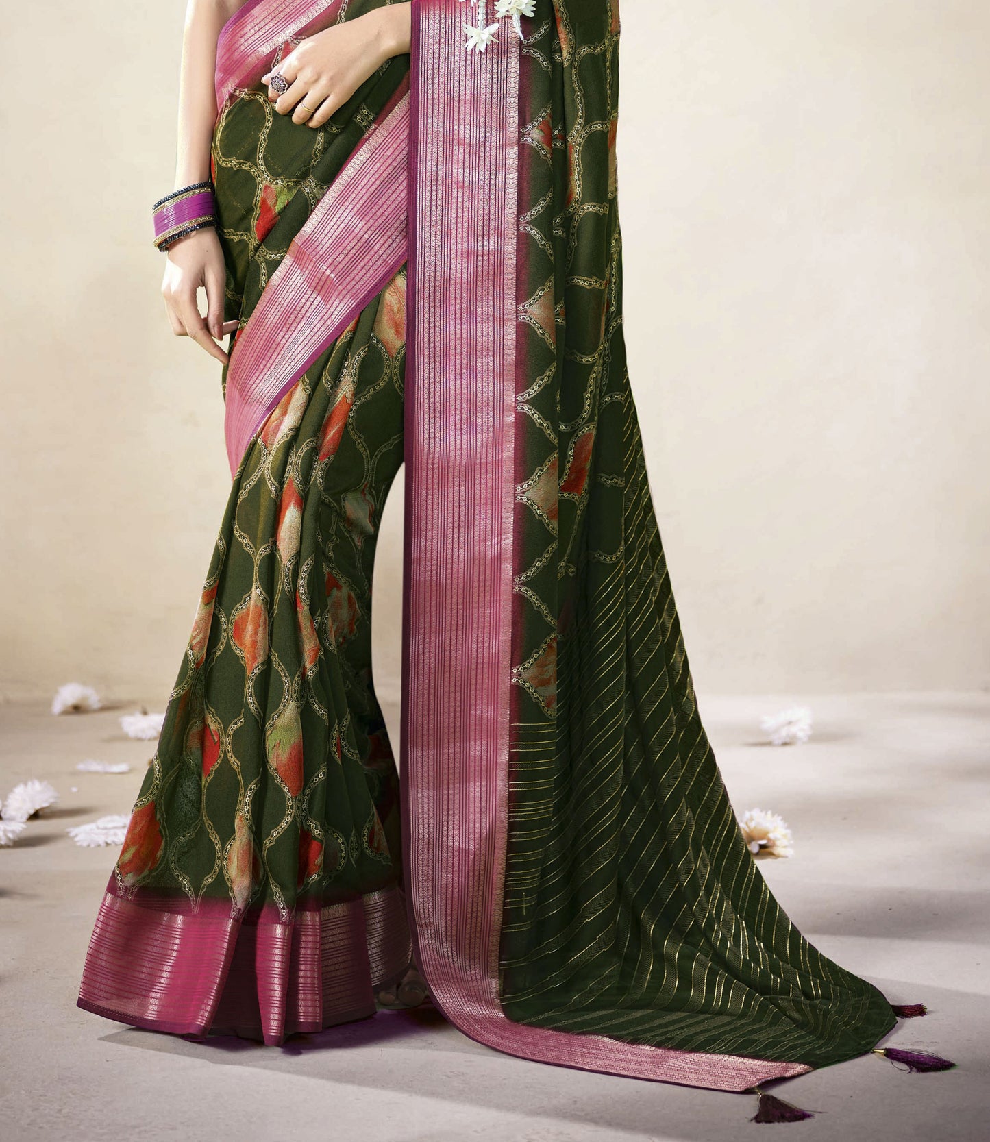 FOREST MOSS BANDHEJ SAREE