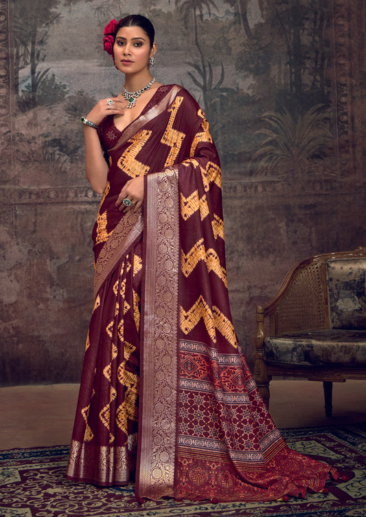 BURGUNDY SHIBORI GEORGETTE SAREE