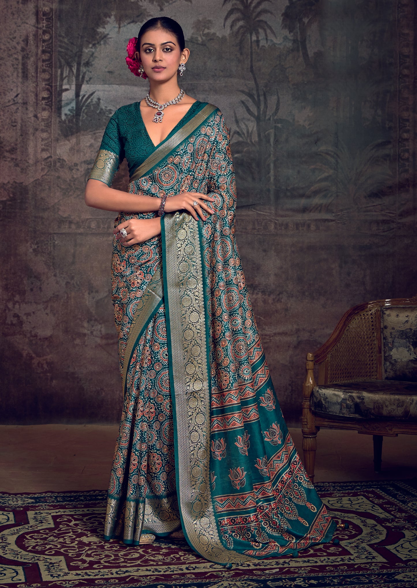 EMERALD HERITAGE SILK SAREE