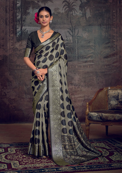 SAGE ONYX POLKA SILK SAREE