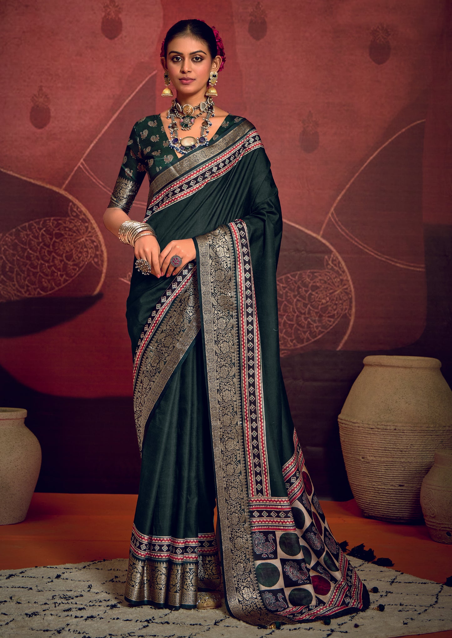 ROYAL EMERALD BANARASI SILK SAREE