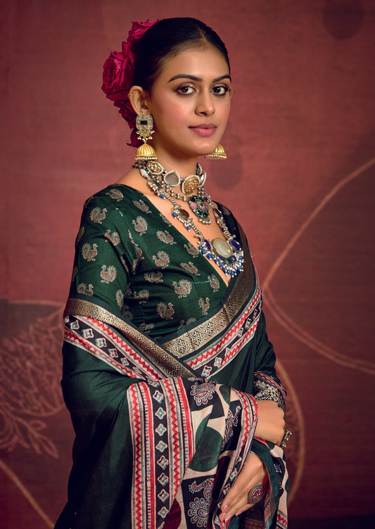 ROYAL EMERALD BANARASI SILK SAREE