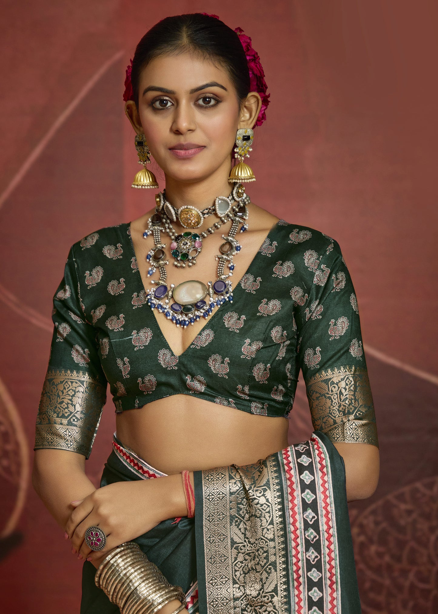 ROYAL EMERALD BANARASI SILK SAREE