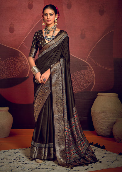 MIDNIGHT OBSIDIAN BANARASI SILK SAREE