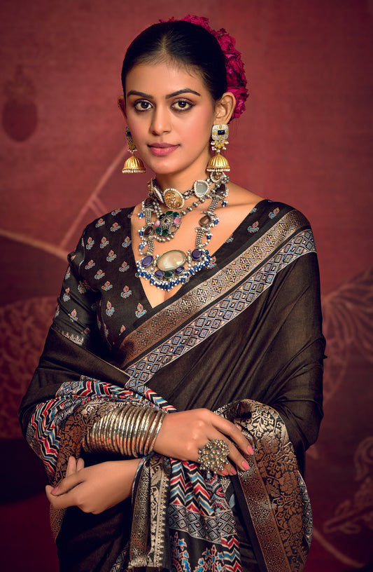 MIDNIGHT OBSIDIAN BANARASI SILK SAREE
