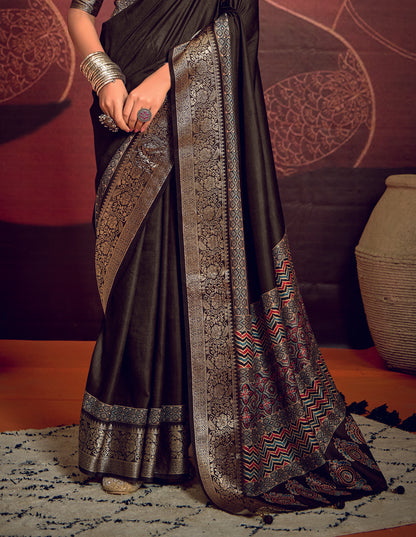 MIDNIGHT OBSIDIAN BANARASI SILK SAREE