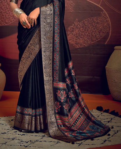 MIDNIGHT TEAL BANARASI SILK SAREE