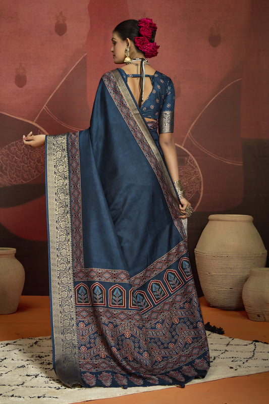 OCEANIC TEAL BANARASI SILK SAREE