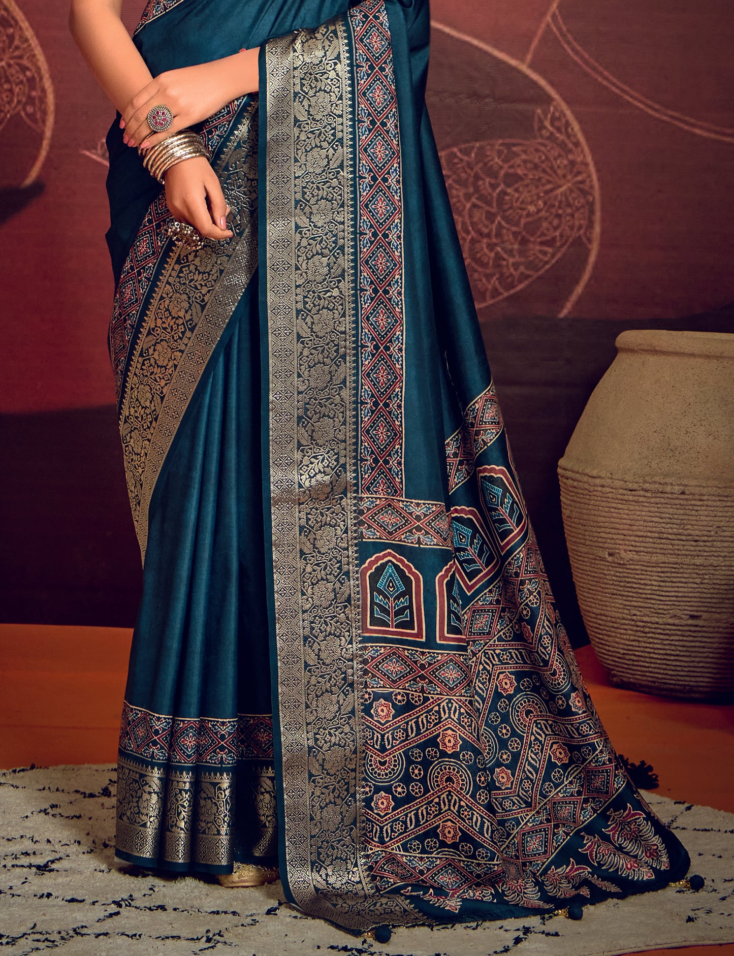 OCEANIC TEAL BANARASI SILK SAREE
