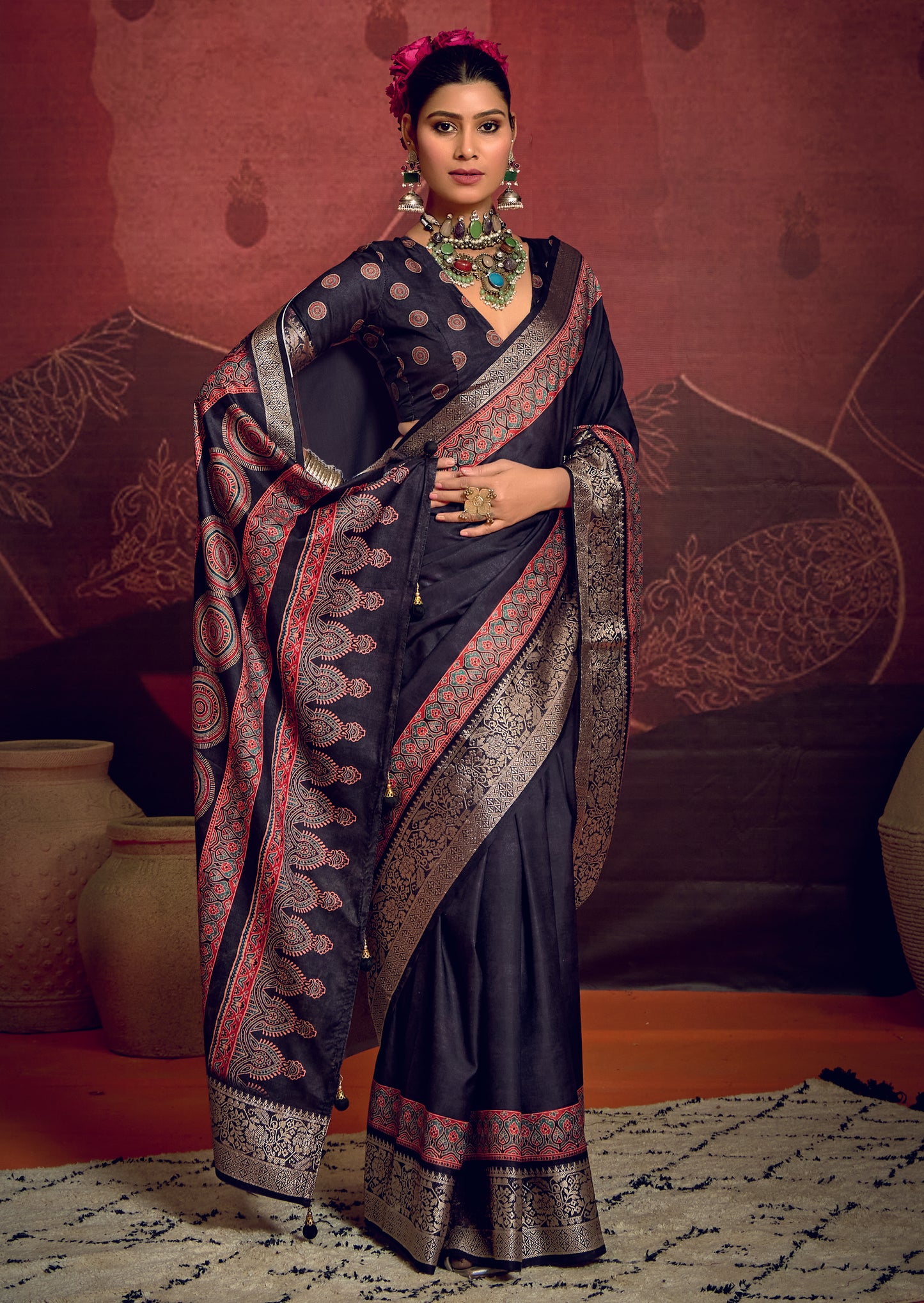 MIDNIGHT INDIGO BANARASI SILK SAREE