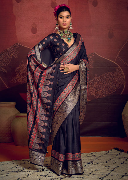 MIDNIGHT INDIGO BANARASI SILK SAREE