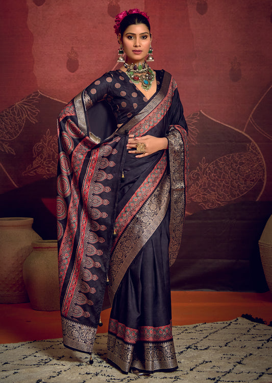 MIDNIGHT INDIGO BANARASI SILK SAREE