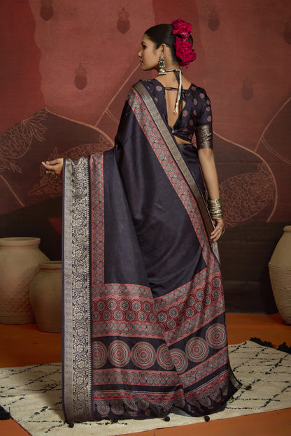 MIDNIGHT INDIGO BANARASI SILK SAREE