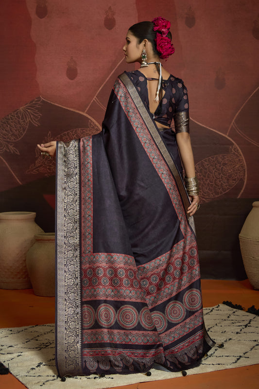 MIDNIGHT INDIGO BANARASI SILK SAREE