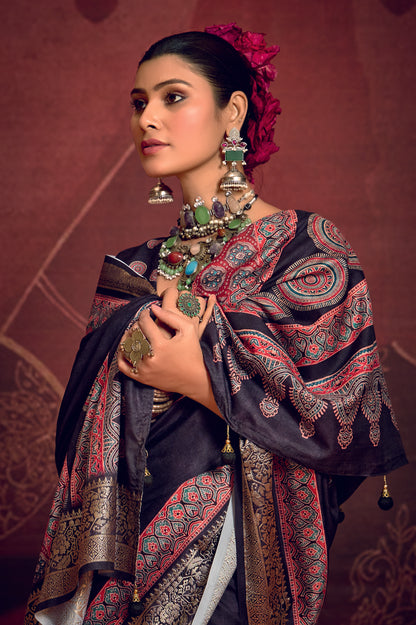 MIDNIGHT INDIGO BANARASI SILK SAREE