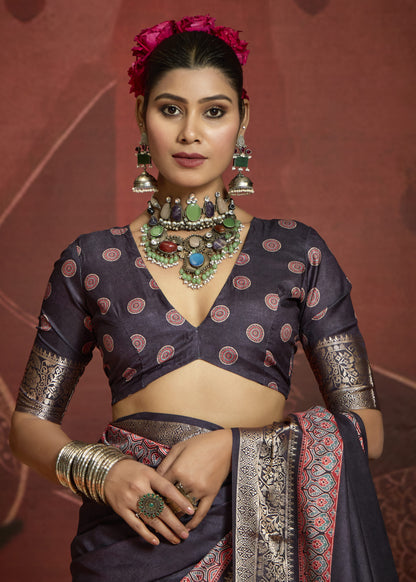 MIDNIGHT INDIGO BANARASI SILK SAREE