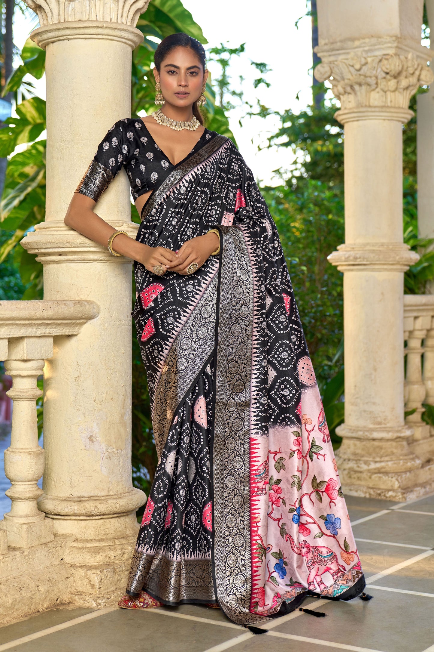 EBONY BANDHANI HERITAGE SAREE