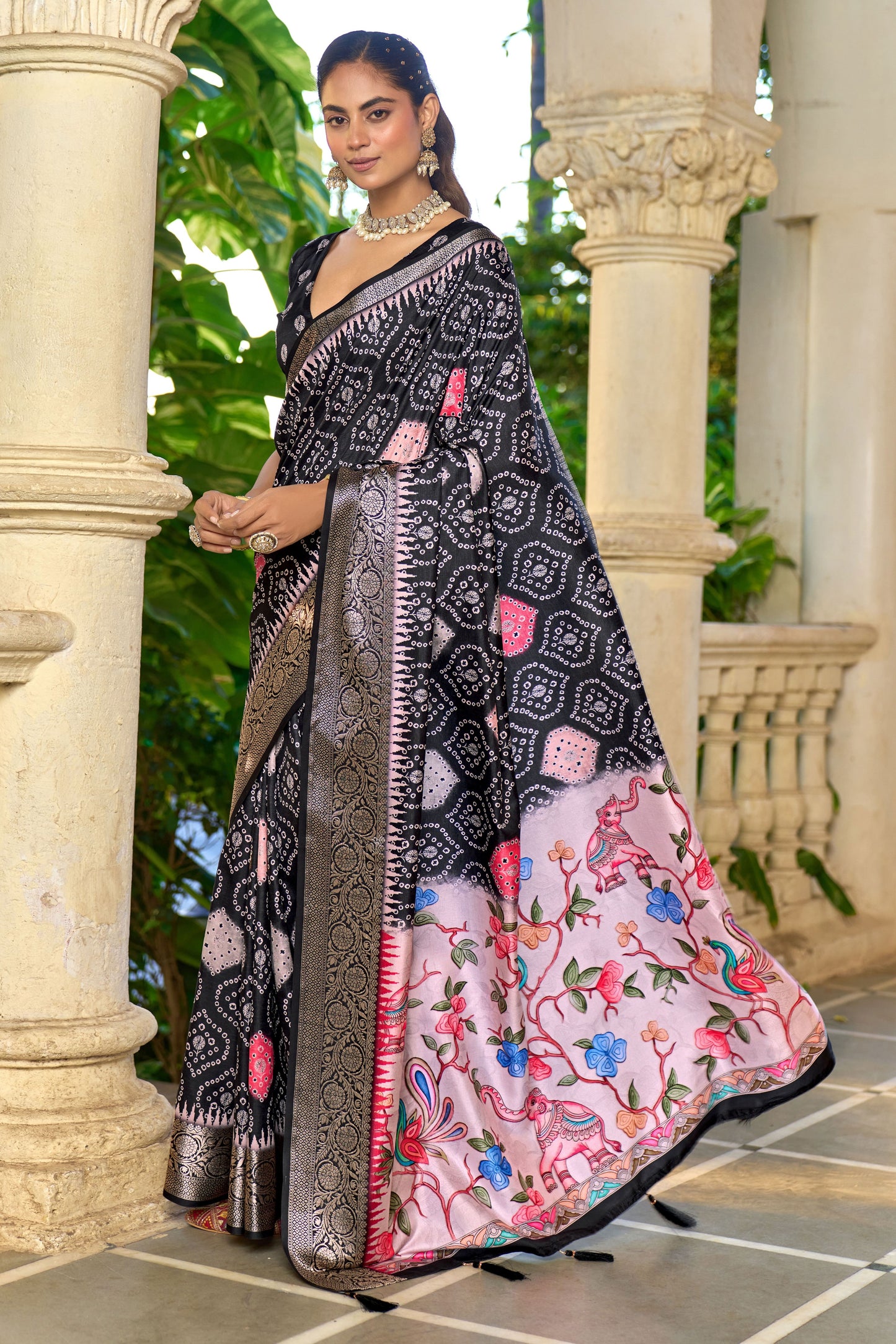 EBONY BANDHANI HERITAGE SAREE