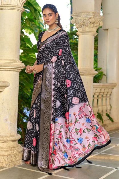 EBONY BANDHANI HERITAGE SAREE