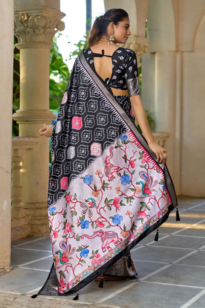 EBONY BANDHANI HERITAGE SAREE