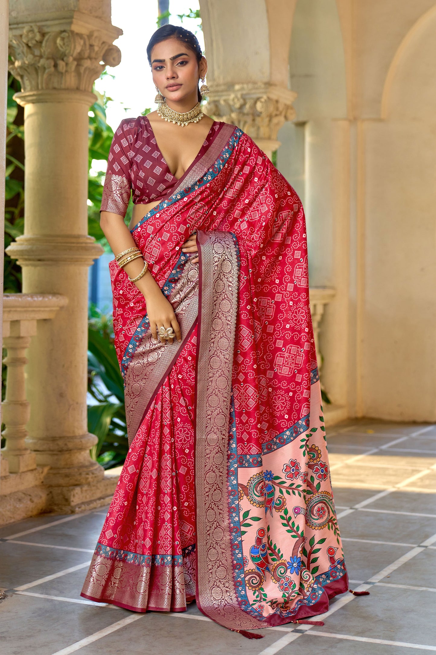 ROYAL CRIMSON BANDHANI SAREE