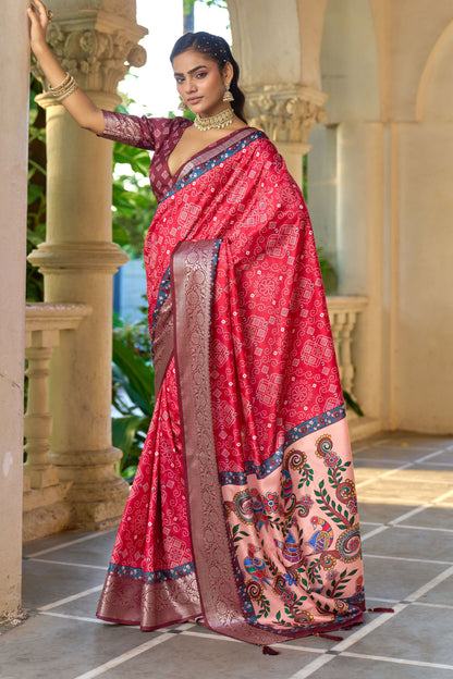ROYAL CRIMSON BANDHANI SAREE
