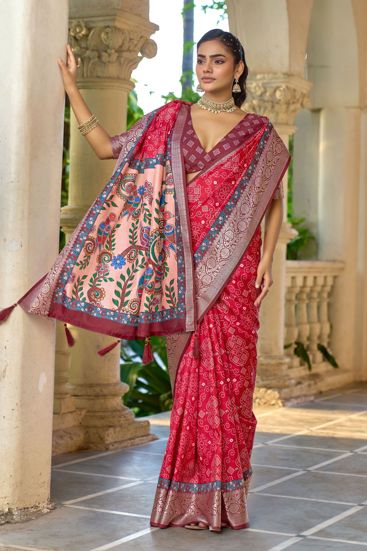 ROYAL CRIMSON BANDHANI SAREE