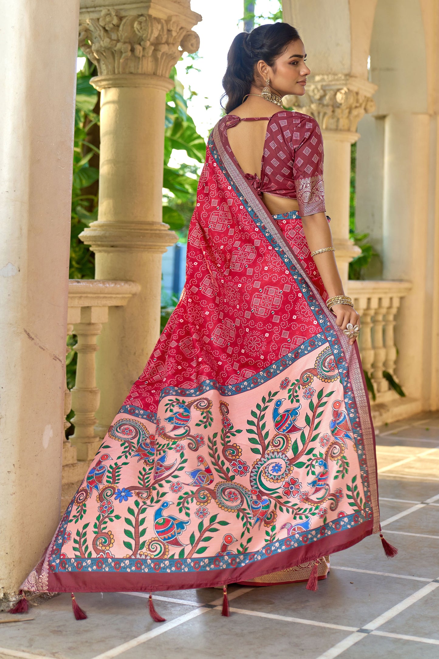 ROYAL CRIMSON BANDHANI SAREE