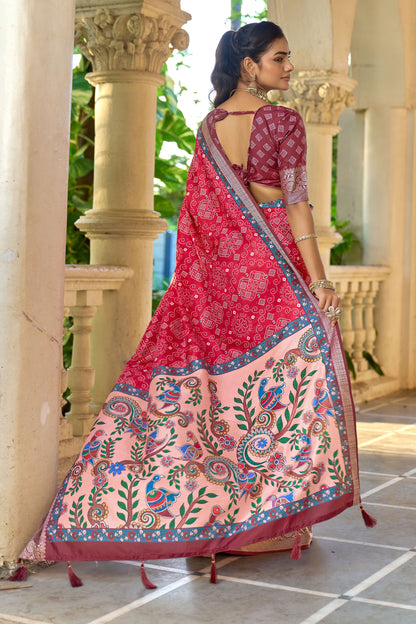 ROYAL CRIMSON BANDHANI SAREE