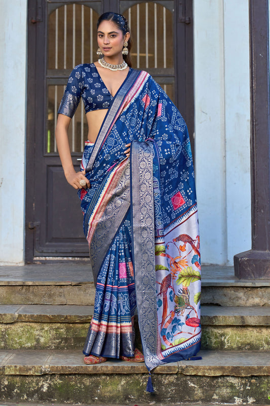 SAPPHIRE INDIGO BANDHANI SAREE