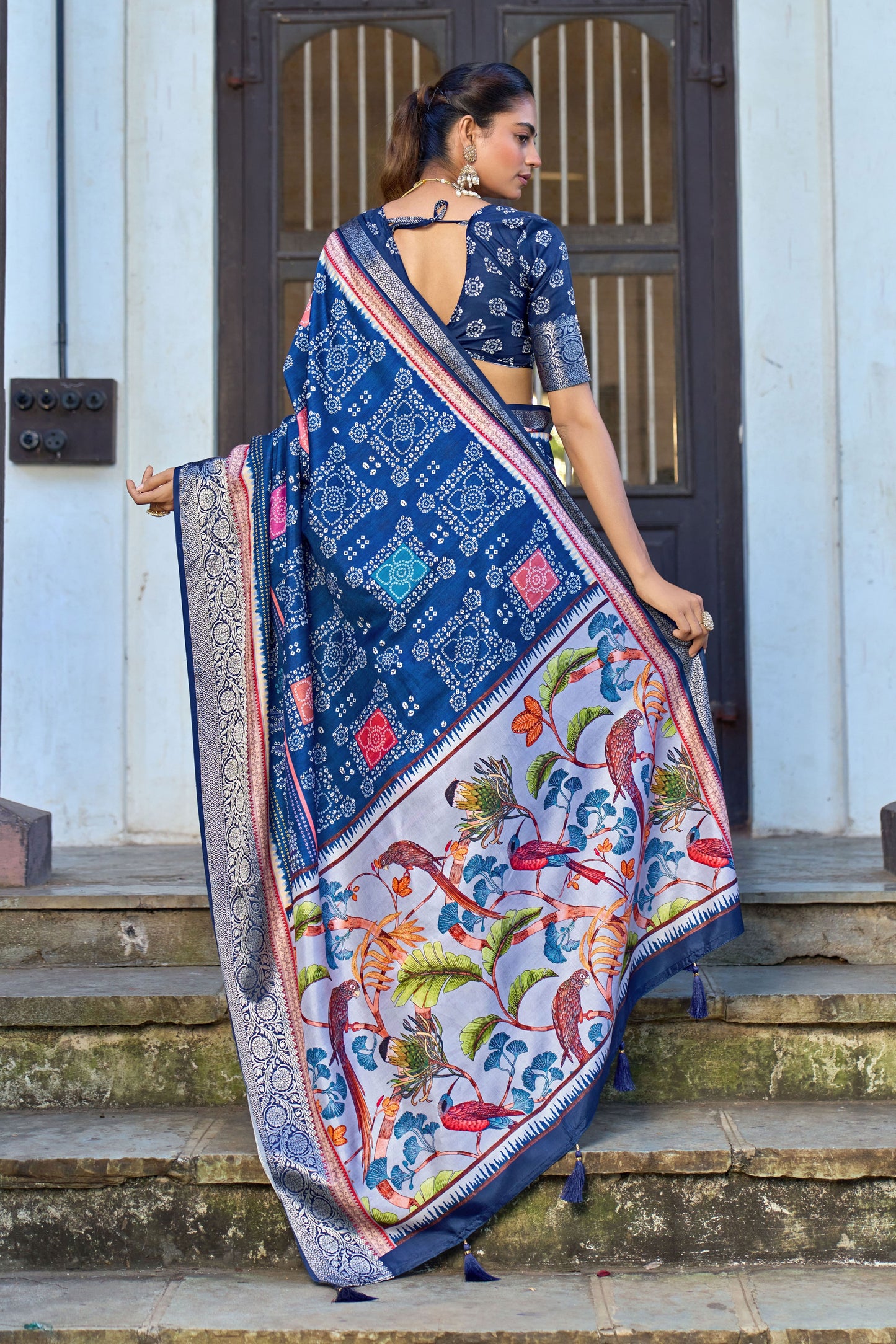 SAPPHIRE INDIGO BANDHANI SAREE