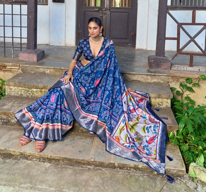 SAPPHIRE INDIGO BANDHANI SAREE