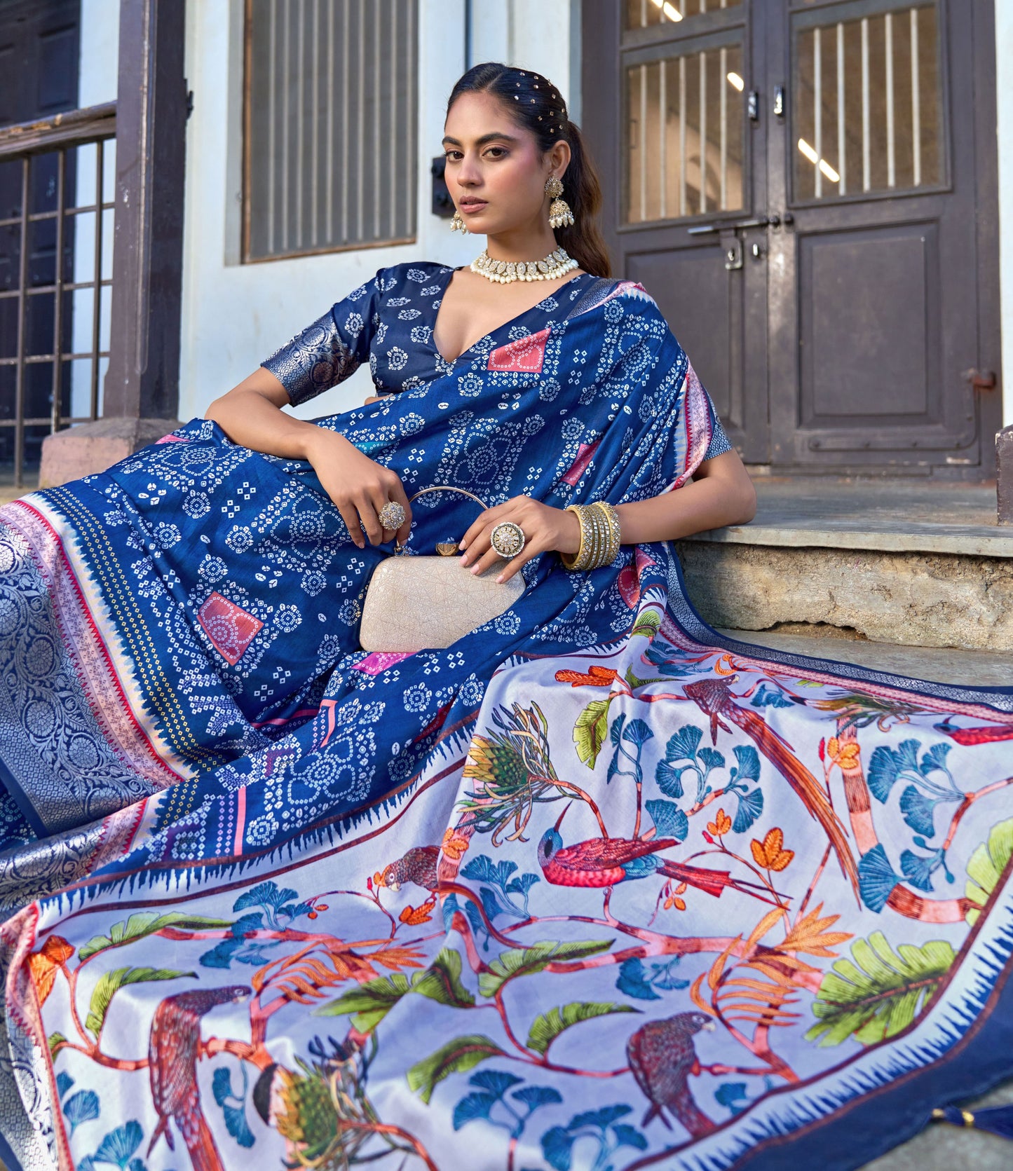 SAPPHIRE INDIGO BANDHANI SAREE