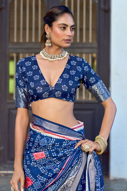 SAPPHIRE INDIGO BANDHANI SAREE