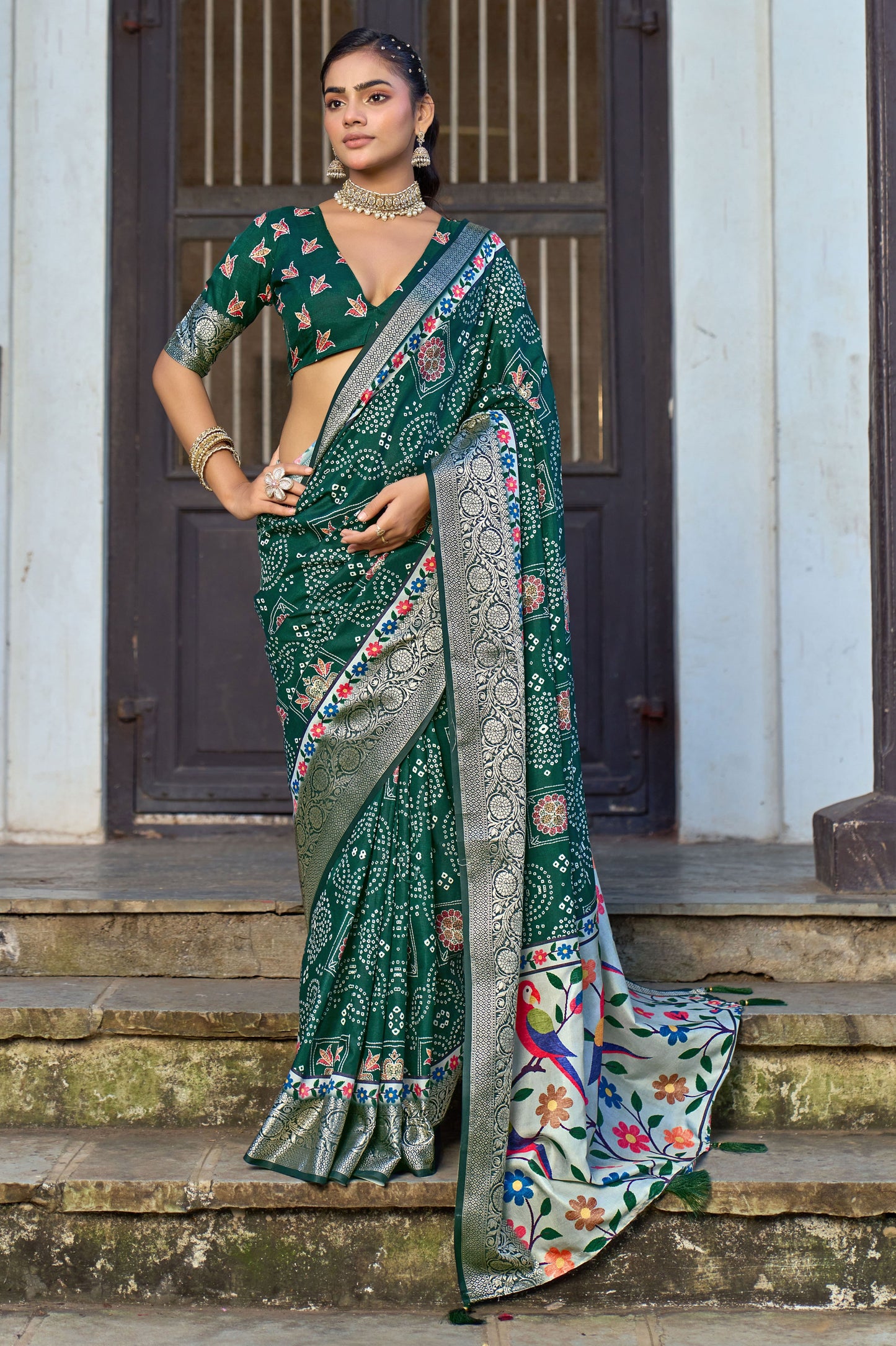 EMERALD FOREST BANDHANI SAREE
