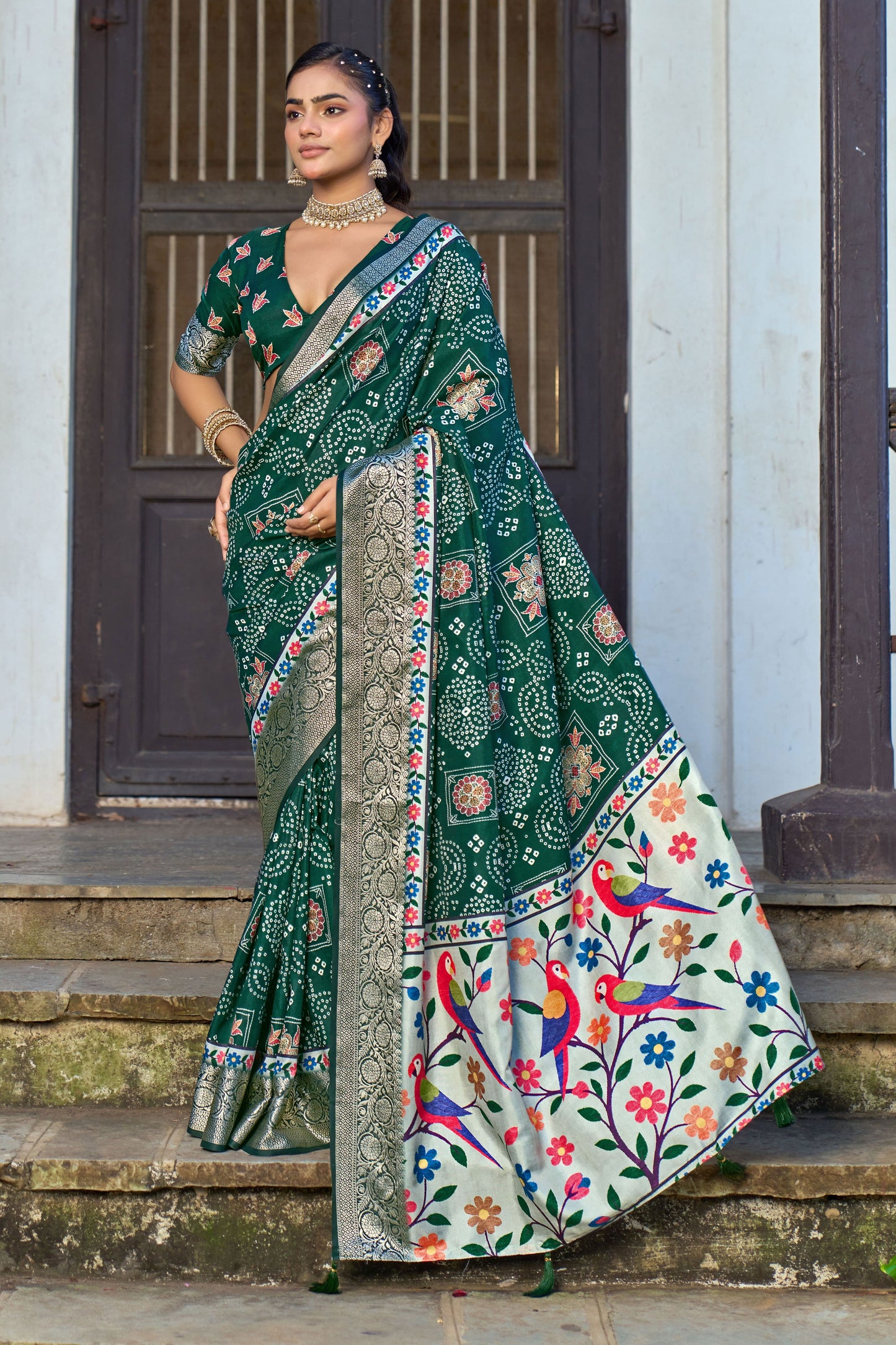 EMERALD FOREST BANDHANI SAREE