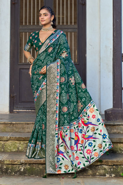 EMERALD FOREST BANDHANI SAREE