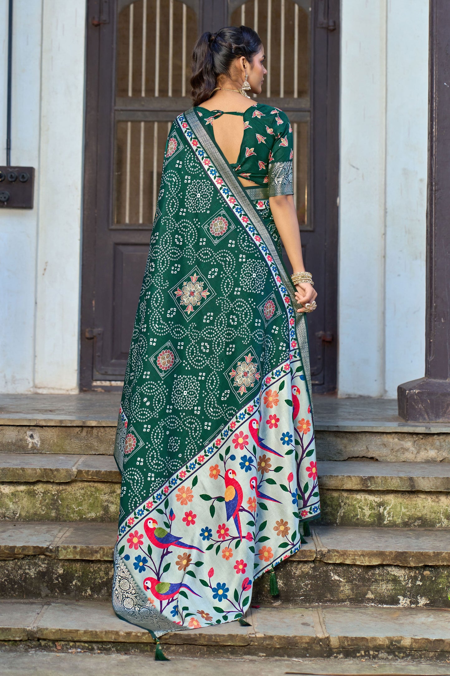 EMERALD FOREST BANDHANI SAREE