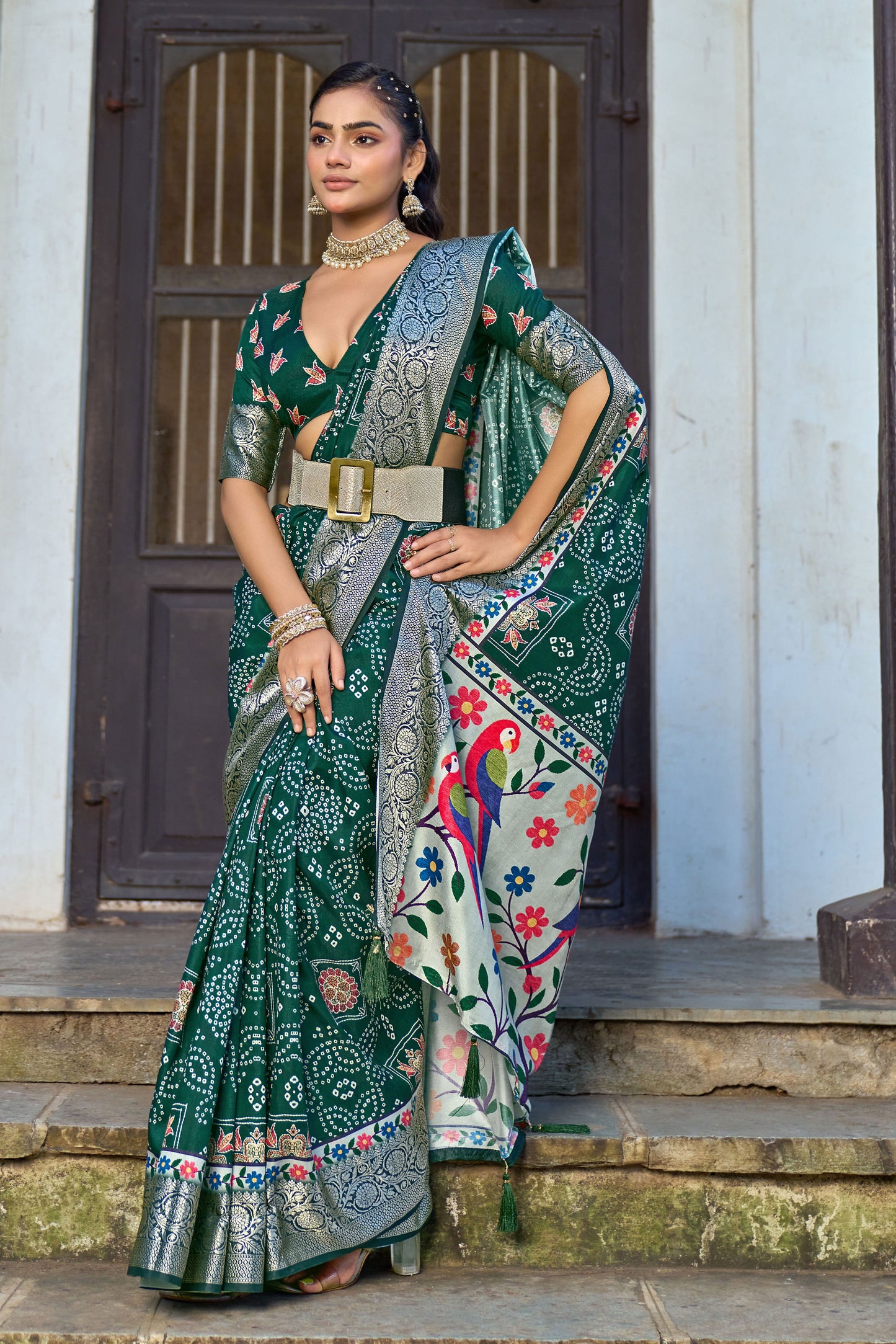 EMERALD FOREST BANDHANI SAREE