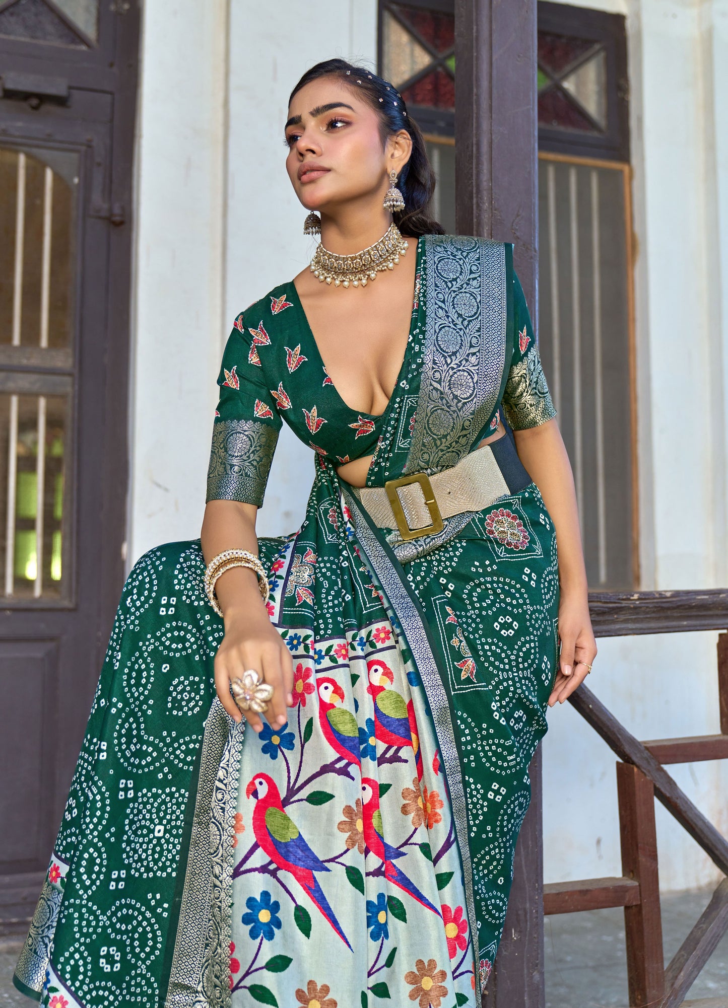 EMERALD FOREST BANDHANI SAREE