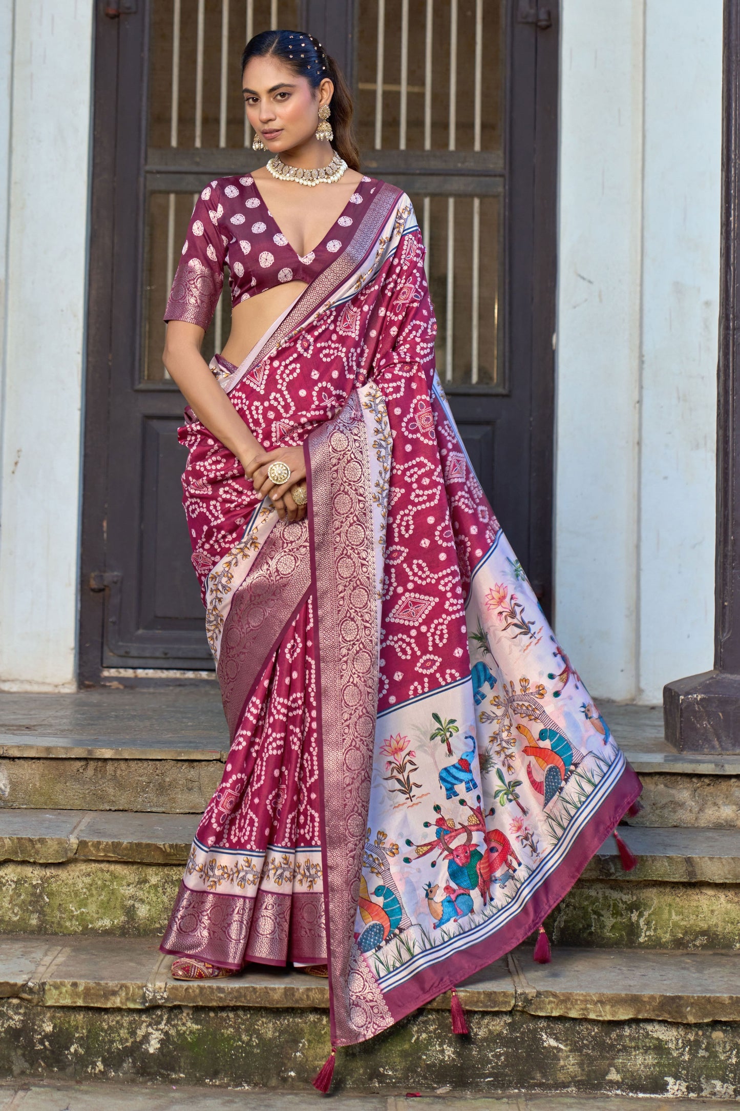 ROYAL PLUM BANDHANI SAREE