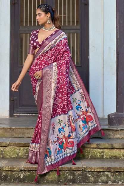 ROYAL PLUM BANDHANI SAREE