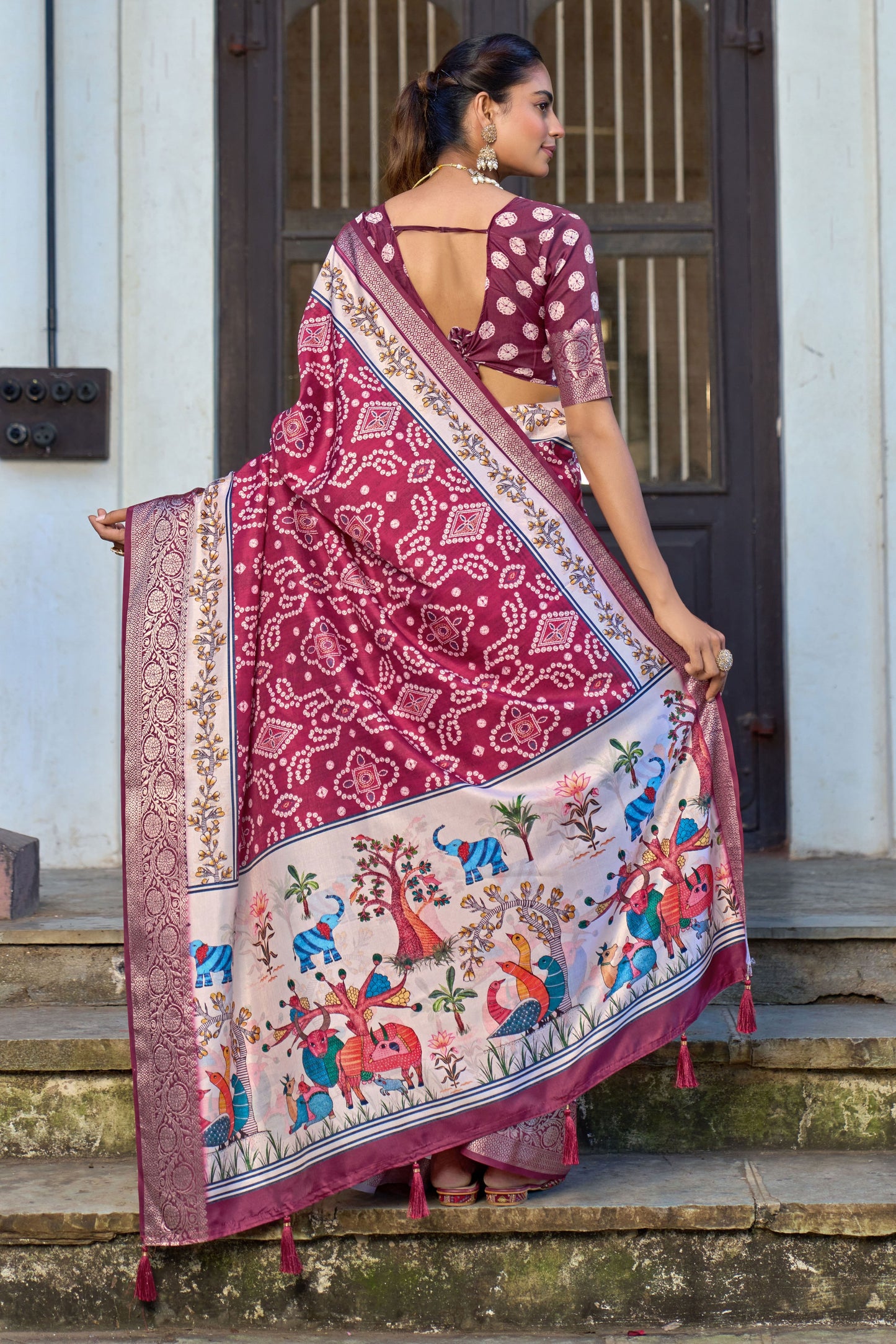 ROYAL PLUM BANDHANI SAREE