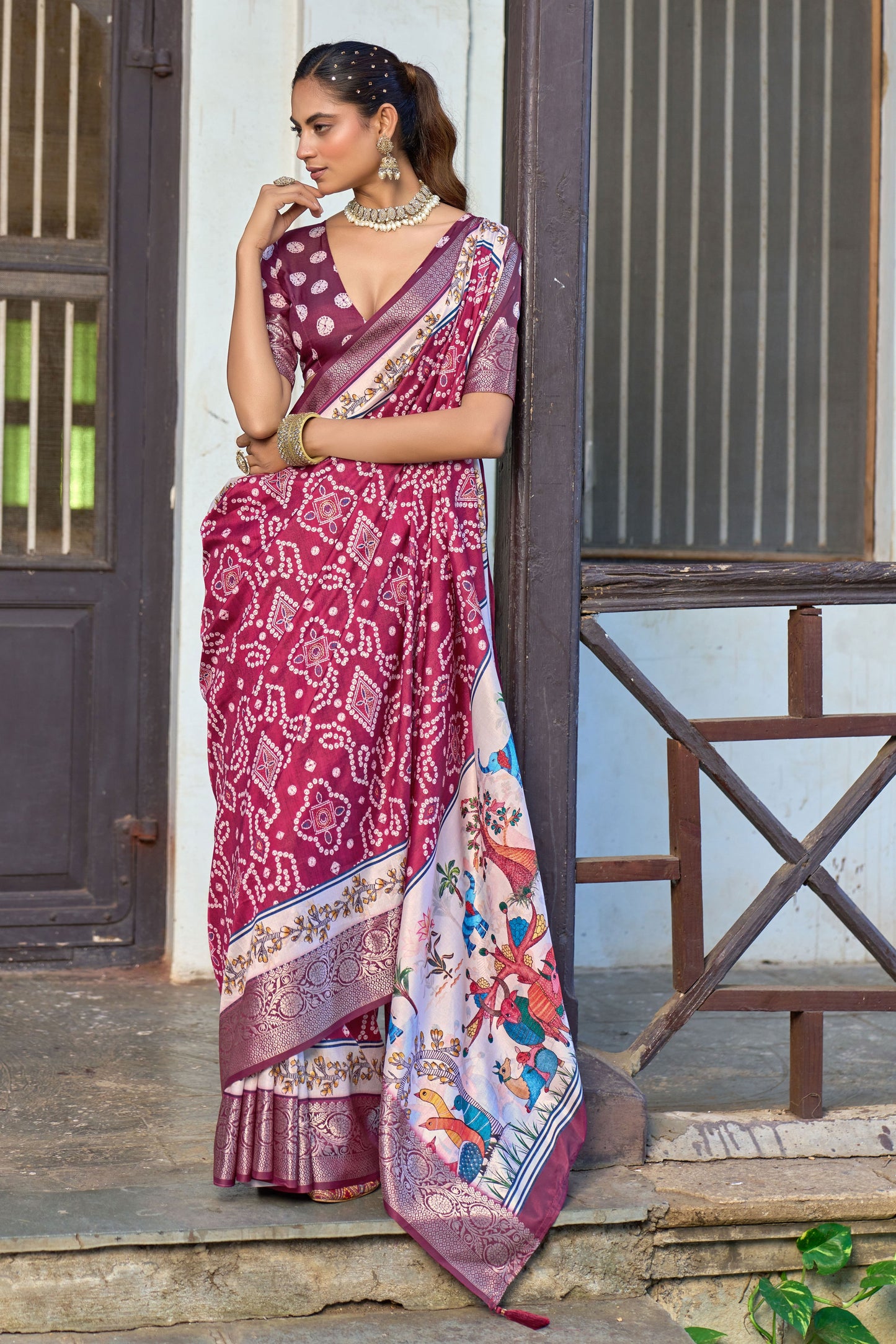 ROYAL PLUM BANDHANI SAREE