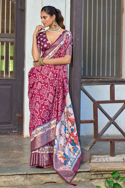 ROYAL PLUM BANDHANI SAREE