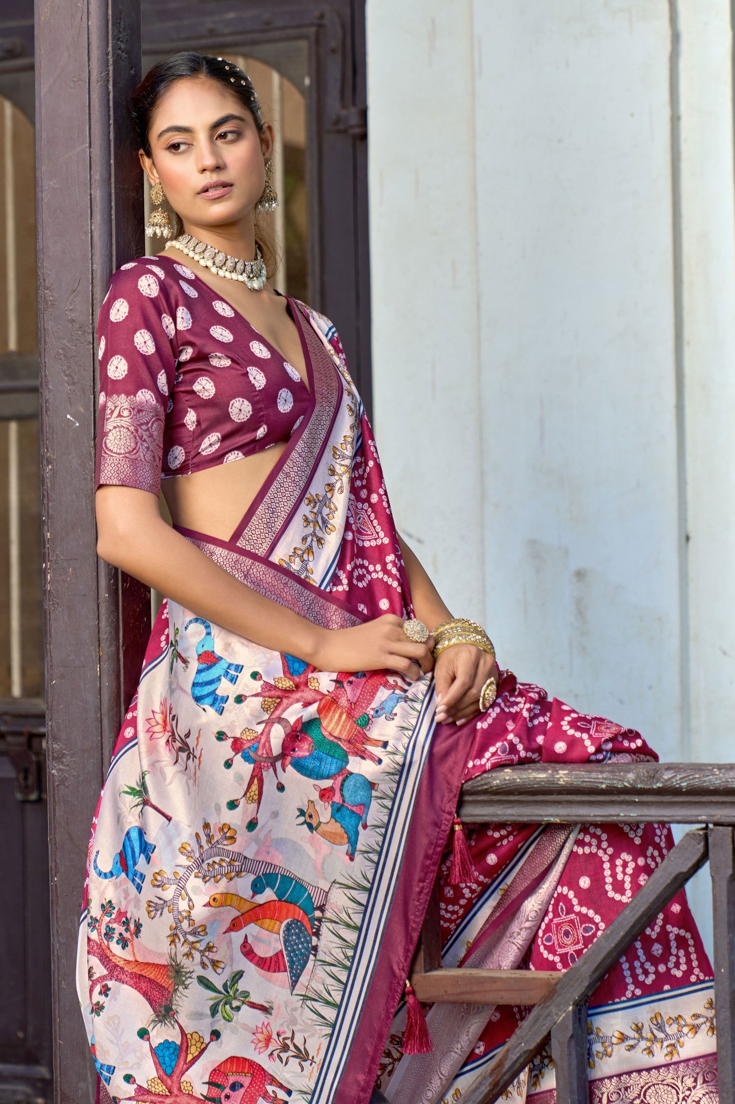 ROYAL PLUM BANDHANI SAREE