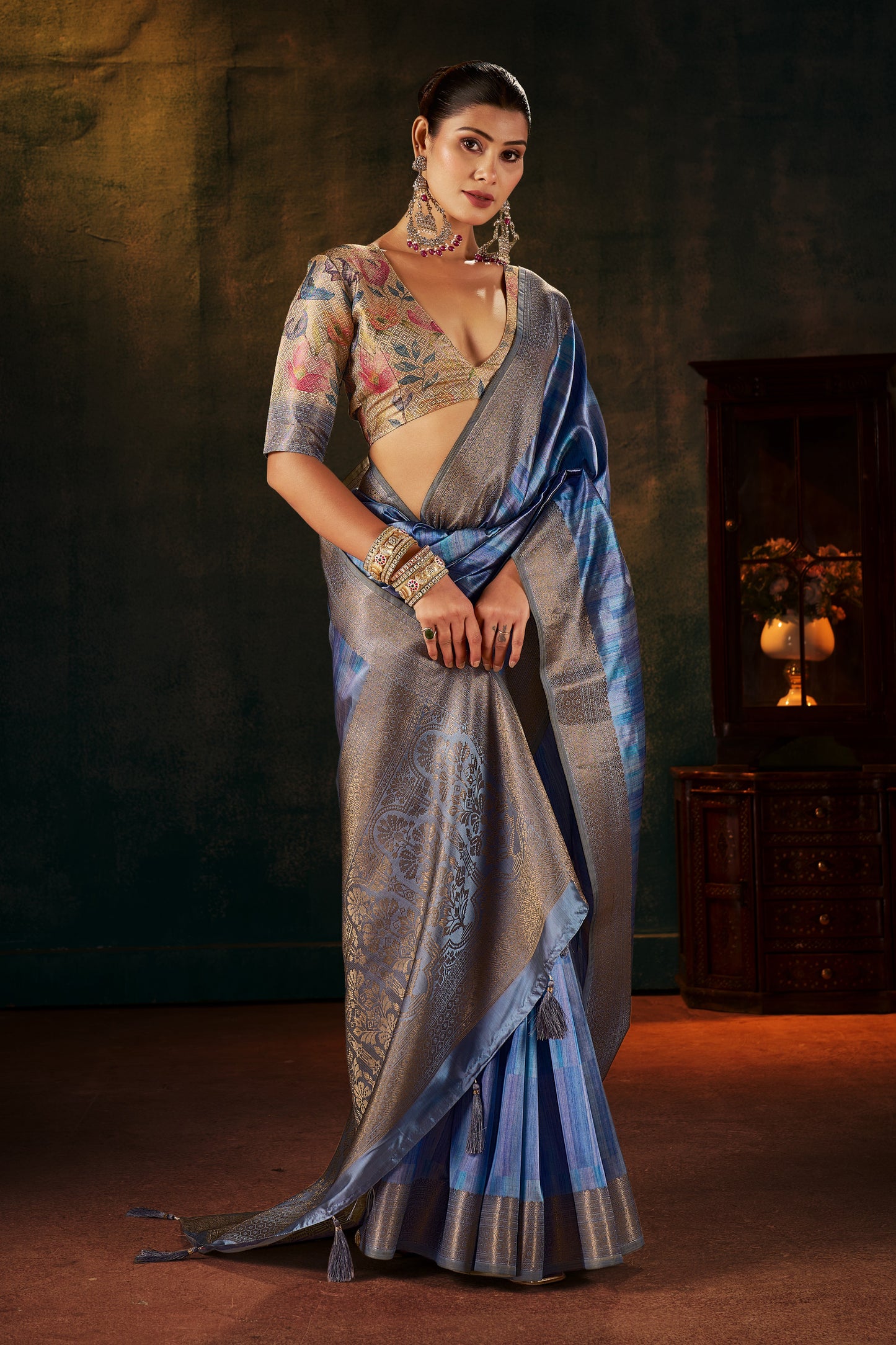 SAPPHIRE MIST SILK SAREE